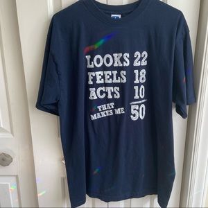 50th Birthday Funny Russell Athletic Men’s Navy Blue Joke T-Shirt Size XLarge